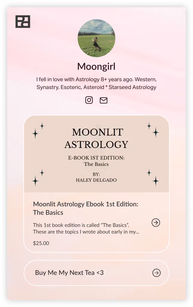 Moon Girl Readings creator-store page.