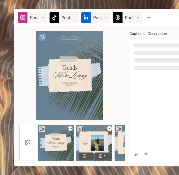 A social post being created and scheduled in Planoly.