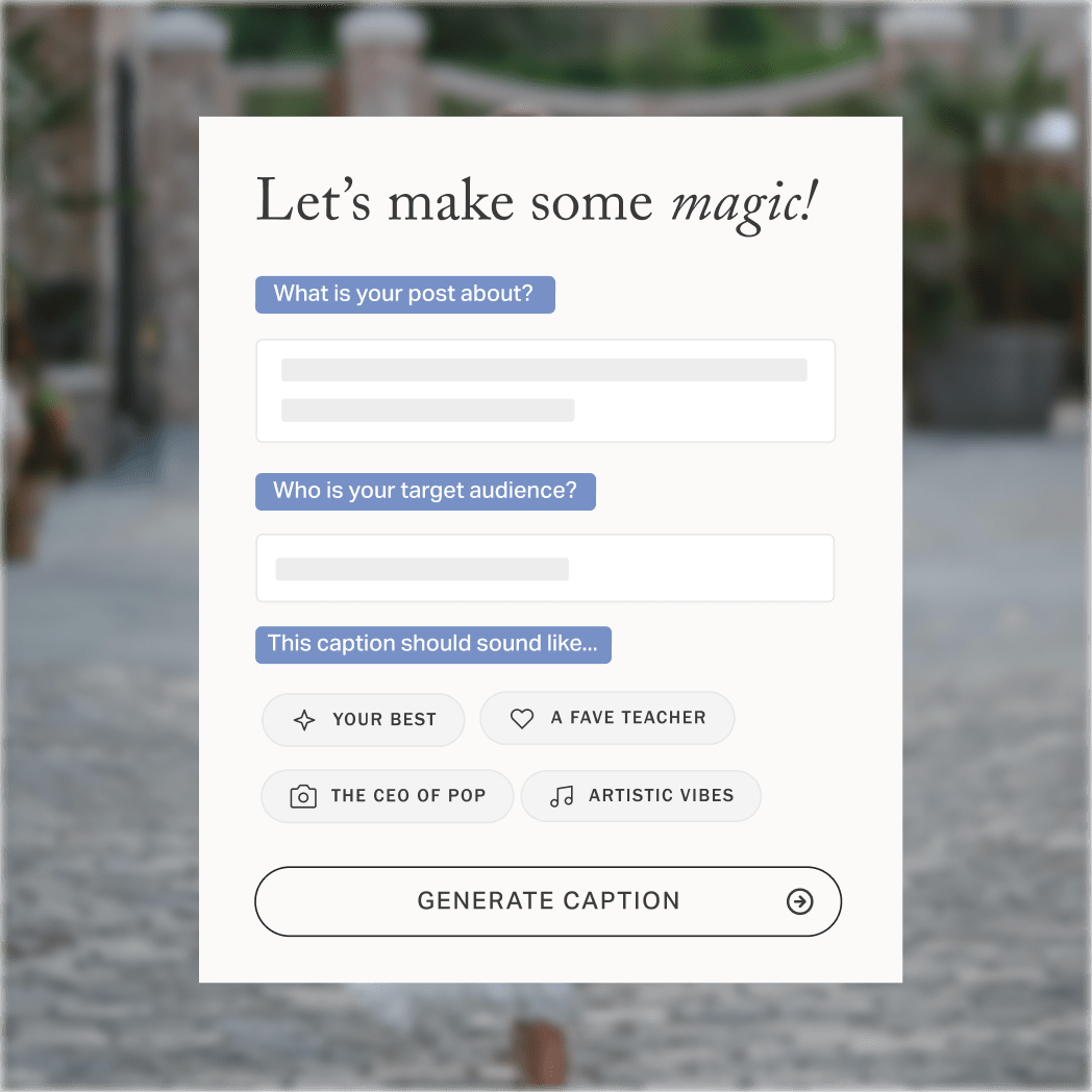 The Planoly AI caption writer creating social copy.