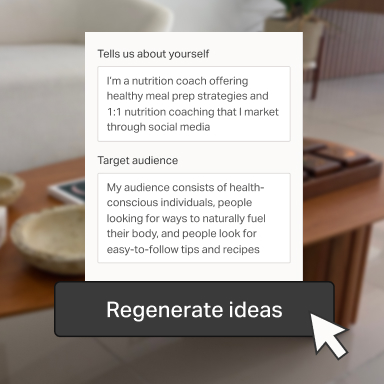 The Regenerate action for creating more post ideas.