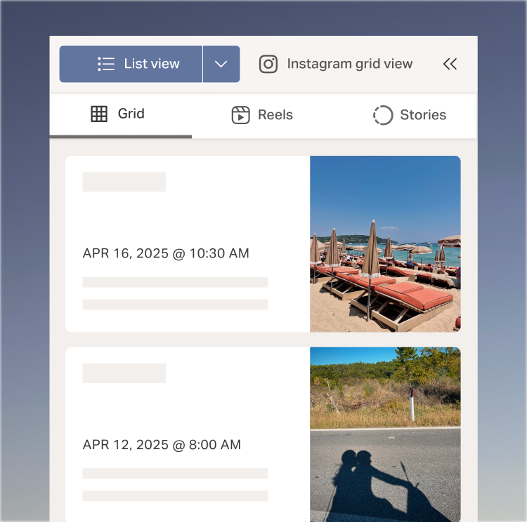 Planoly dashboard and calendar customization controls.